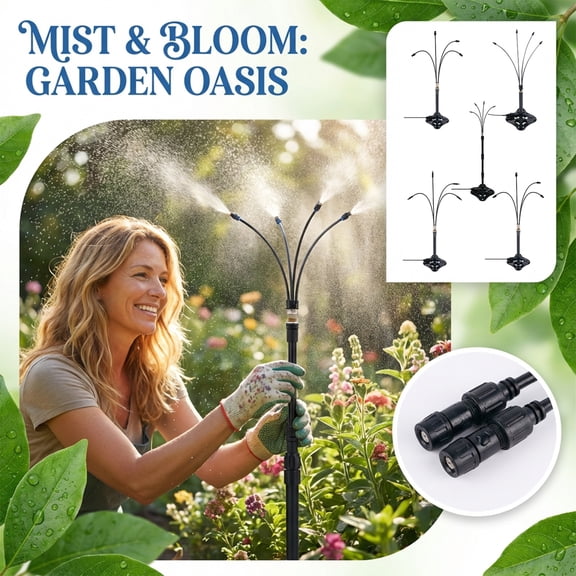 37 Inch New Standing Atomizing Misting Spray System, Outdoor Micro Spray Cooling Watering Sprinkler, For Garden Patio Courtyard Dust Suppression For Family And Outdoor Use