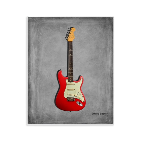 Stupell Industries Classic Red Guitar on Grey Music Painting Unframed Art Print Wall Art, 11 x 14