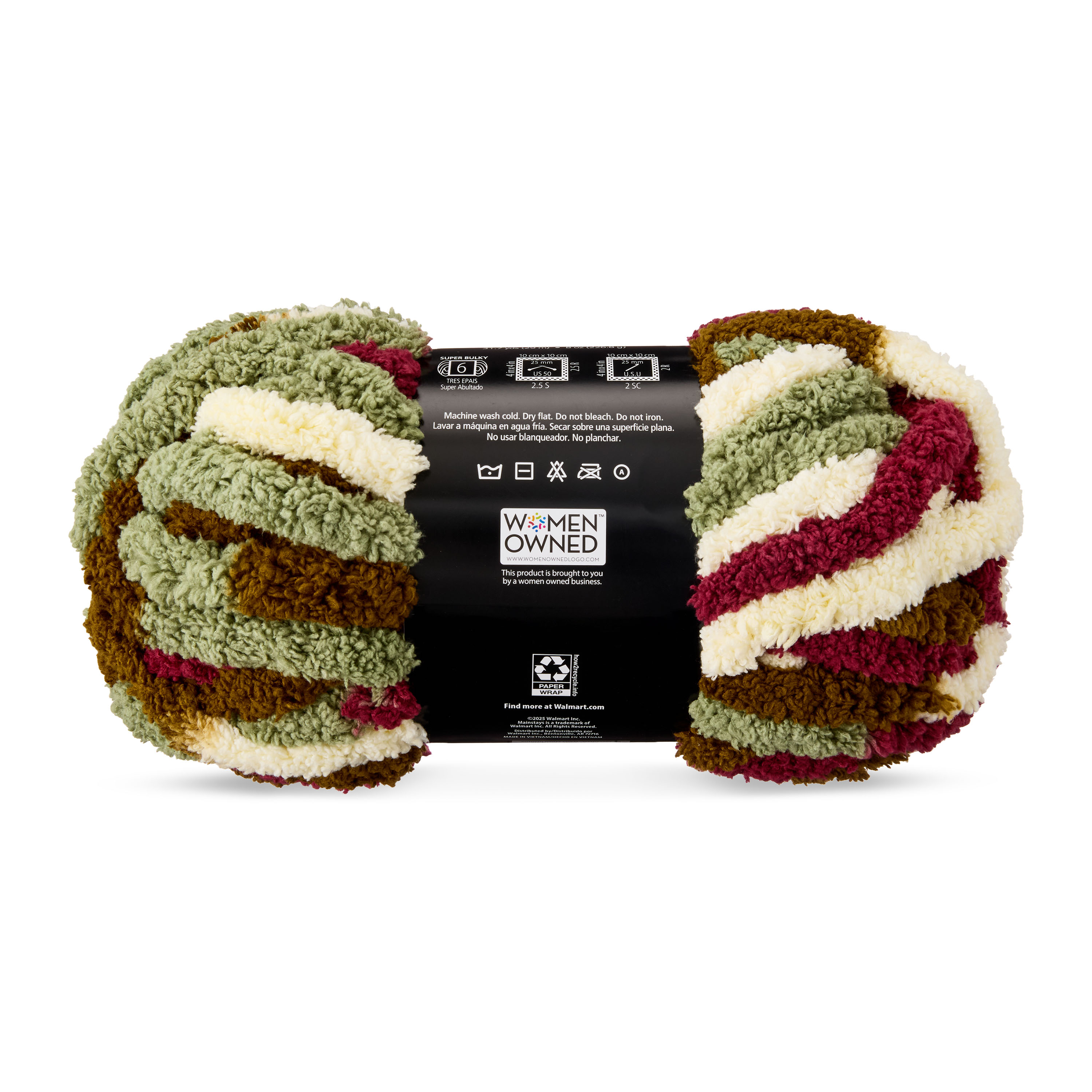 Mainstays Chunky Chenille Yarn, 31.7 yd, Autumn Roots Multi, 100% Polyester, Super Bulky, Pack of 4