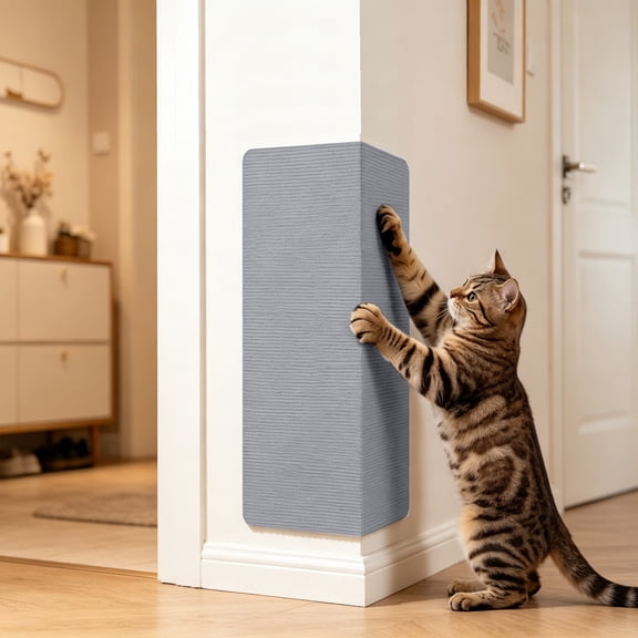 Wall Mounted Cat Scratching Pad, Tall Vertical Scratch Post Replacement, No Debris Non-Woven Fabric Climbing Sticker, Removable Adhesive Wall Safe, 23.62x11.81 Inches Black S