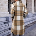 thumbnail image 6 of Annhoo Womens Long Trench Coat Single Breasted Checkered Long Sleeve Lapel Overcoat Fall Winter outerwear Jackets, 6 of 7