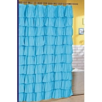 Ruffled blue Fabric Shower Curtain