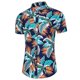 thumbnail image 1 of Camisas Para Hombre Manga Corta Camiseta de manga corta con botón de solapa con impresión 3D digital Seaside para hombre (Green, 7XL), 1 of 6