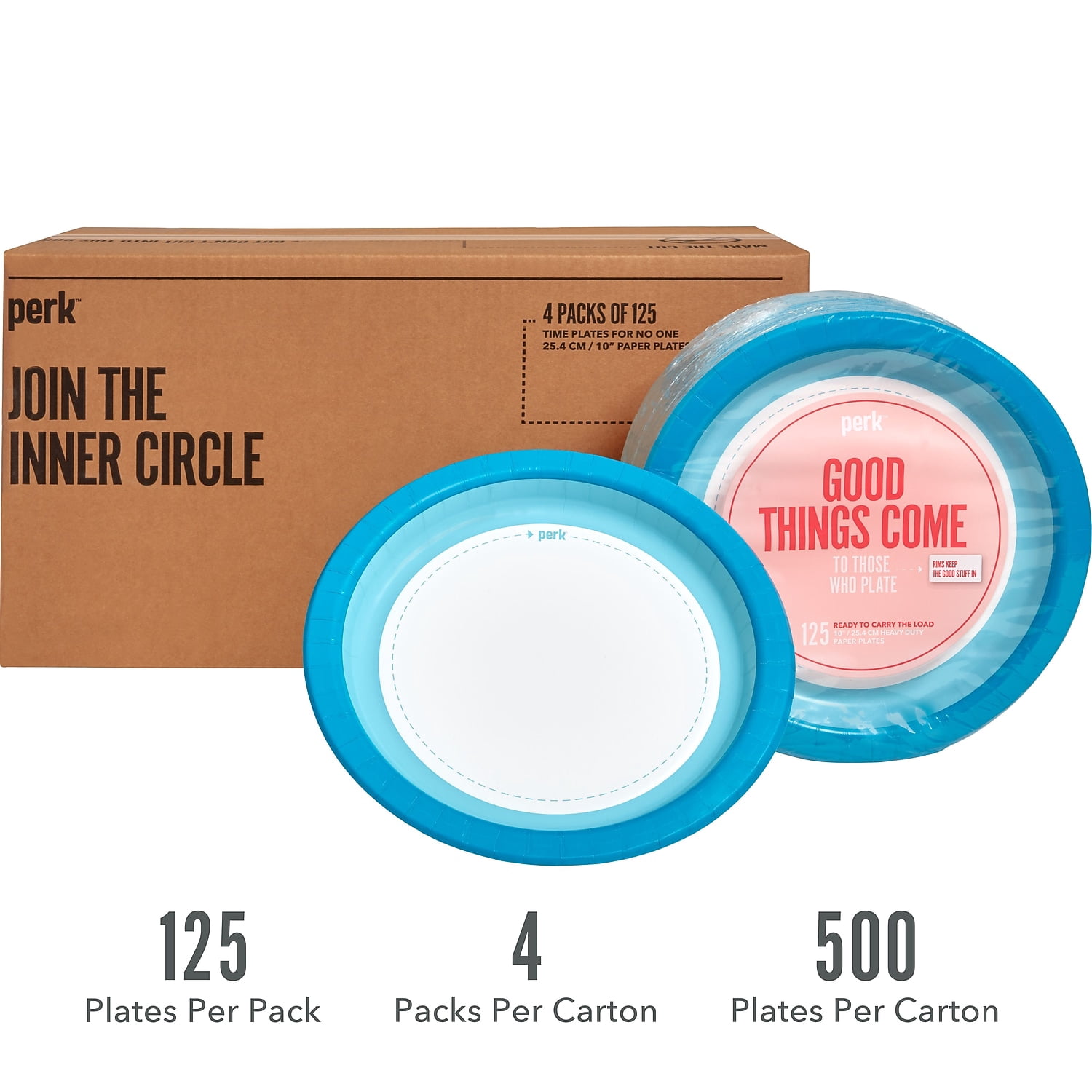 Staples Perk Heavy-Weight Paper Plates 10 Blue/White 500 PK54330CT
