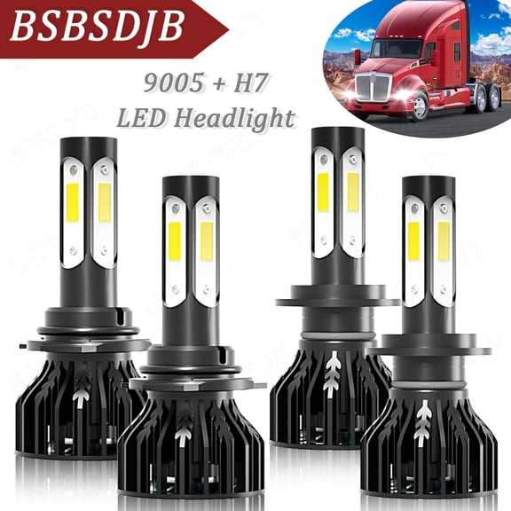 For Kenworth T660 2008-2016 Front LED Headlight High/Low Beam Bulbs Combo 6000K