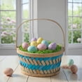 thumbnail image 2 of Round Woven Woodchip Basket, Brown and Blue, 10.25" x 5", Easter by Way To Celebrate, 2 of 12
