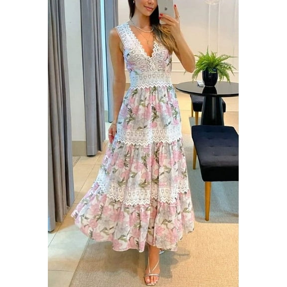 Floral midi sleeveless dress