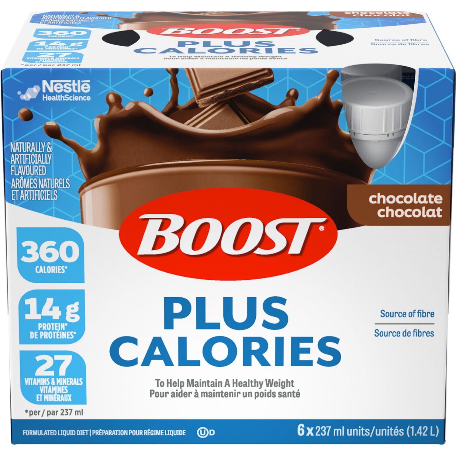 BOOST PLUS Complete Nutrition Drink – Chocolate, 6 x 237 ml, 6 x 237 ML