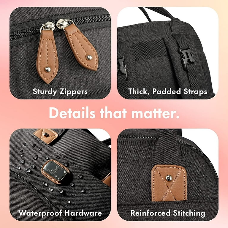 Amilliardi Diaper Bag Backpack - 2 Insulated Bottle Holders - Detachable Stroller Straps - Black Vegan Leather - Small