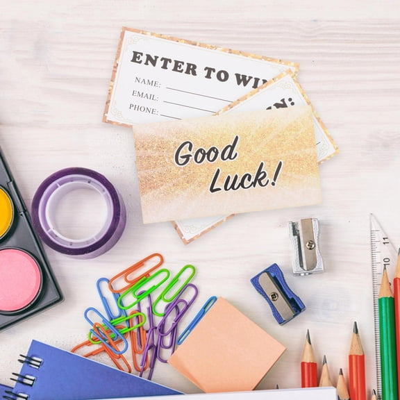 FRCOLOR Golden Raffle Tickets for Party with Smooth Writing Surface and Good Luck Message 50pcs