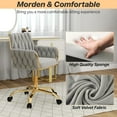 thumbnail image 6 of Velvet Home Office Chair, Modern Height Adjustable Cute Vanity Chair, 360° Swivel Makeup Chair Desk Chair with Golden Base and Hand Woven Backrest for for Bedroom/Study/Vanity(Light Gray), 6 of 18