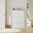 thumbnail image 3 of Homhougo Shoe Cabinet with 3 Flip Drawers, Modern Shoe Storage for Entryway, Wooden Shoe Organizer Cabinet with Adjustable Shelf, Hidden Shoe Rack for Hallway, Living Room, White, 3 of 9