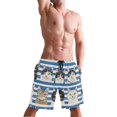 thumbnail image 5 of Dailycode Men's Quick Dry Swim Trunks Beach Shorts Casual Summer Board Shorts with Pockets, Cats with Blue White Striped, 5 of 8
