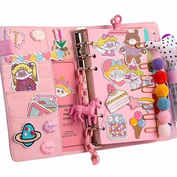For Students and Do-It-Yourself Enthusiasts: Kawaii A6 Ring Binder Notebook with PU Leather Cover