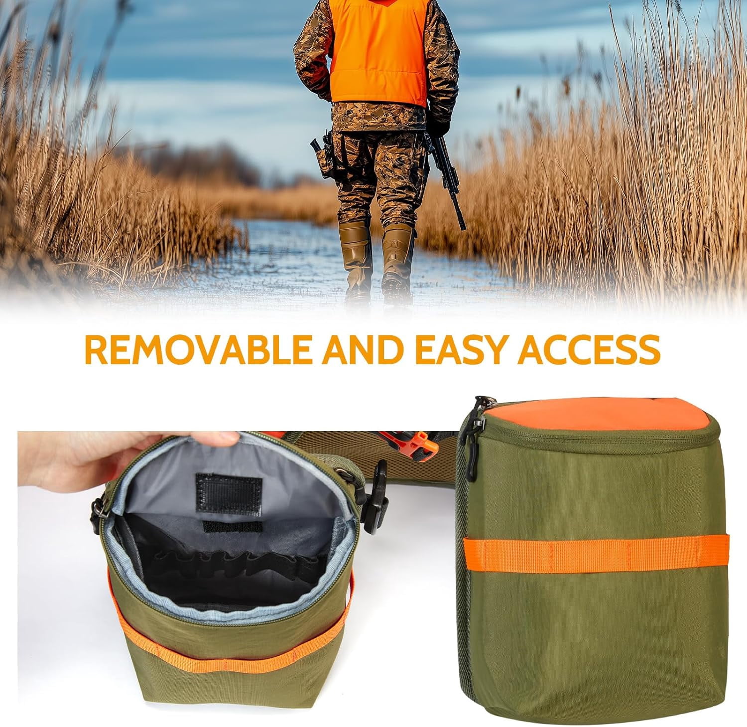NEW VIEW Upland Hunting Ammo Pouch, 400D Nylon Waterproof Ammo Bag with Molle Strap, High Capacity Design, Removable Pockets for Easy Access, Ideal for Upland Hunting
