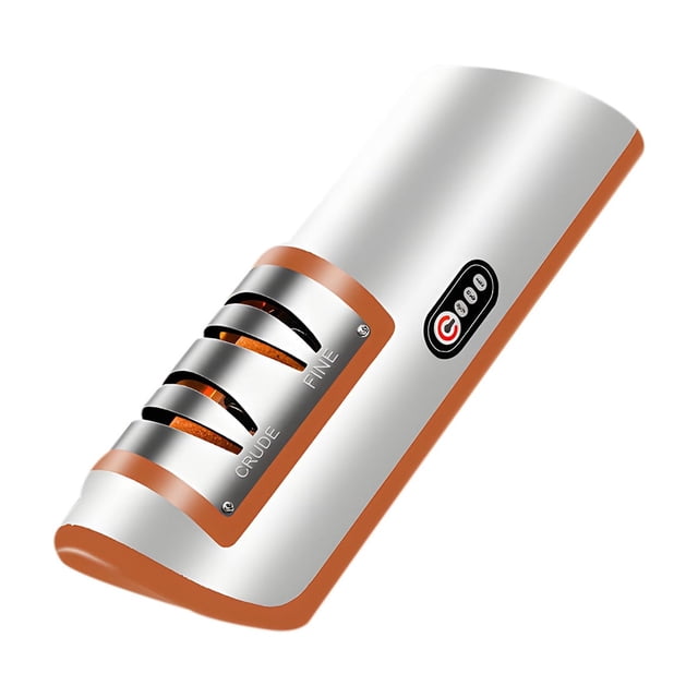 Hiroekza Multi-Function Automatic Knife Sharpener - 4-Stage Tungsten Steel & Ceramic Blade Sharpener for Kitchen Knives, Ergonomic & Non-Slip Design, Perfect for Right or Left Handed Users Orange