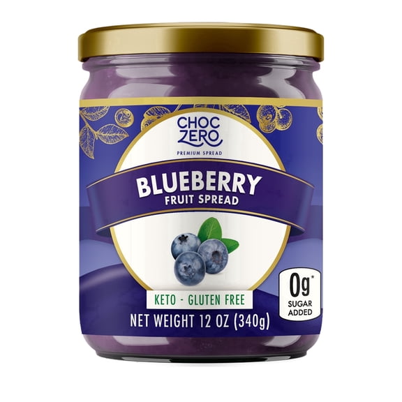 ChocZero Sugar Free Blueberry Jam, Keto, Low Carb Fruit Spread, 12 oz Jar