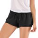thumbnail image 5 of Pantalones cortos deportivos 2 en 1 para mujer Cintura elástica Bolsillo con cordón Color sólido, 5 of 8