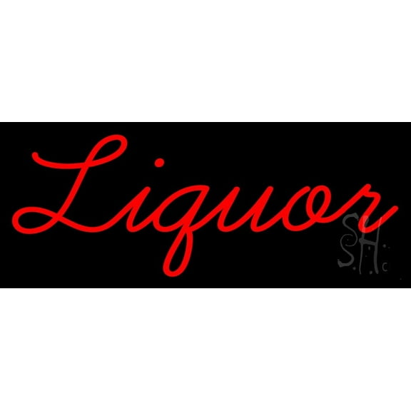 Red Liquor LED Neon Sign 13 x 32 - inches, Clear Edge Cut Acrylic Backing, with Dimmer - Bright and Premium built indoor LED Neon Sign for Bar decor.