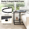 thumbnail image 2 of Topcobe C-Shaped Modern Sofa Side Table With Faux Marble Tabletop and Storage Shelf, End Tables Living Room, Modern Furniture for Home-Black, 2 of 8