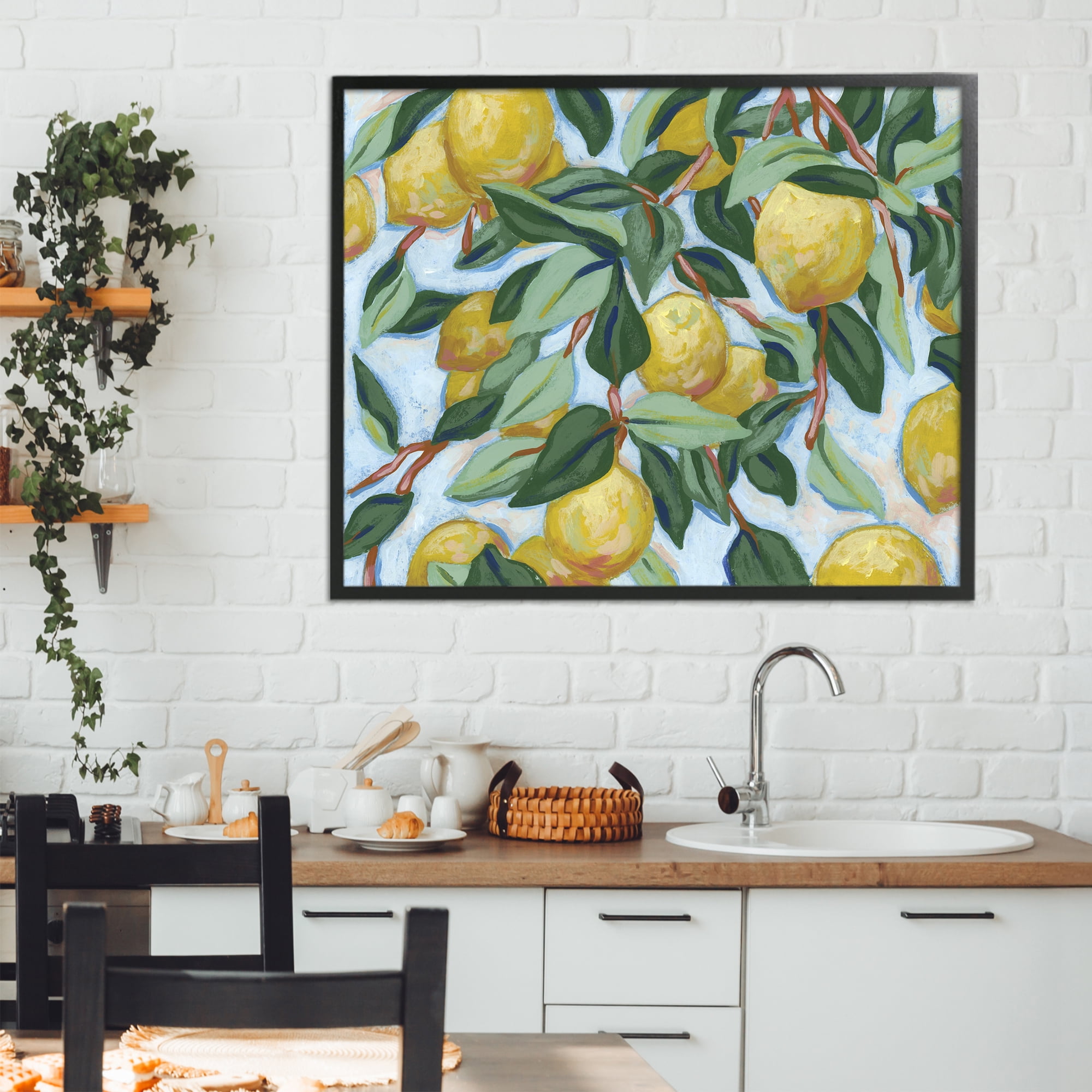 Stupell Industries Summer Citrus Tree Black Framed Giclee Art, design by June Erica Vess
