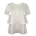 thumbnail image 1 of Blusa George para Mujer con Cuello Redondo, Manga Corta y Olanes Beige Talla EG, 1 of 4