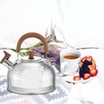 thumbnail image 2 of Hervidor con silbido fuerte para hervir agua, café o leche, hervidor de acero inoxidable pesado de 3,1 cuartos de galón y 3L con mango de madera, 2 of 5