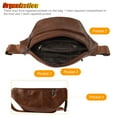 thumbnail image 3 of Leather Waist Bag Fanny Pack, Leather Fanny Pack for Men and Women, Multifunction Waterproof Leather Hip Belt Bag Travel Pouch, Black/ Brown, 3 of 8