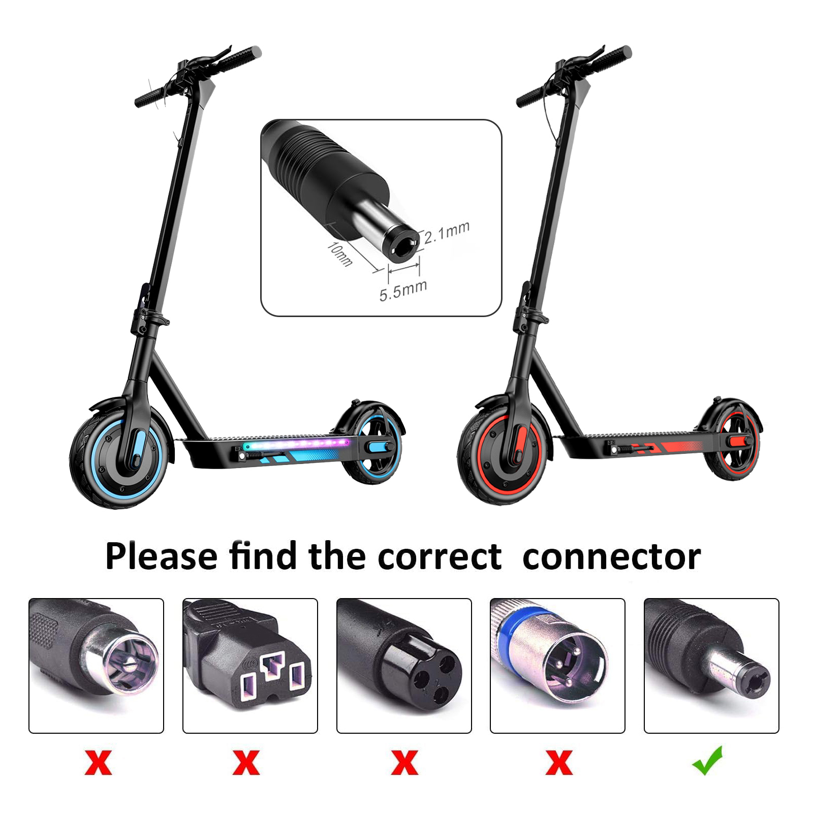 EggKing 54.6V 2A Electric Scooter Charger,Replacement Charger for 500W/600W Electric Scooter