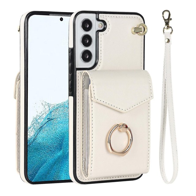 Elegante funda multifuncional tipo cartera para Samsung S23 Plus con correas, ranura para tarjetas, soporte para anillo, protección para cámara, material de PU, a prueba de golpes, antigolpes.
