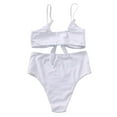 thumbnail image 5 of Linfrsh Womens Bikini Sets Two Piece Swimsuit High Waisted V Neck Twist Front Adjustable Spaghetti Straps Bathing Suit Swim Suits for Women 2025 White,S, 5 of 7