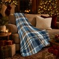 thumbnail image 3 of Plaid Check Living Room Autumn Accent, Cozy Botanical Garden Scene, Warm Flannel Blanket for Ranch House and Living Room, Animal Lovers Thanksgiving Gift, Artistic Home Decor, 3 of 9