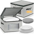thumbnail image 1 of shiyou-China Storage Containers, 12 Inch Dinner Plate Dish Storage Containers, Hard Shell Quilted Dinnerware Storage Box Case with Lids and Felt Protectors for Dishes Plates Storage and Moving (Light, 1 of 4