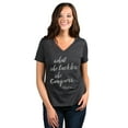 thumbnail image 2 of What She Tackles She Conquers Women's Fashion Relaxed V-Neck T-Shirt Tee Charcoal Grey Large, 2 of 3