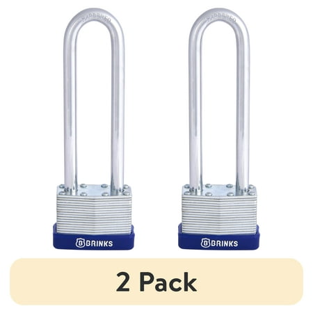 (2 pack) Brinks Laminated Steel 44mm Keyed Padlock with 4in Shackle