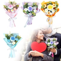 Fake Flowers Clearance! Crochet Flower Bouquet Knitted Flower Finished Handmade Decorative Artificial Flowers for Teacher' Day an Artificial Flower