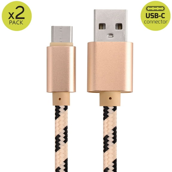 2x 3FT USB Type C Fast Charging Cable USB-C Type-C 3.1 Data Sync Charger Cable Cord For Samsung Galaxy S8 S8 Plus S9 S9 Plus S10 S10  S10e Nexus 5X 6P OnePlus 2 3 LG G5 G6 V20 HTC M10 Google Pixel XL