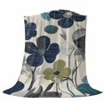 thumbnail image 6 of Navy Blue Green Floral Blanket Soft Cozy Warm Throw Blanket for Couch, Plush Fuzzy Flannel Fleece Blankets for Sofa, Vintage Botanical Leaves Bed Blankets Lightweight Gifts for Women, 50"x60", 6 of 9