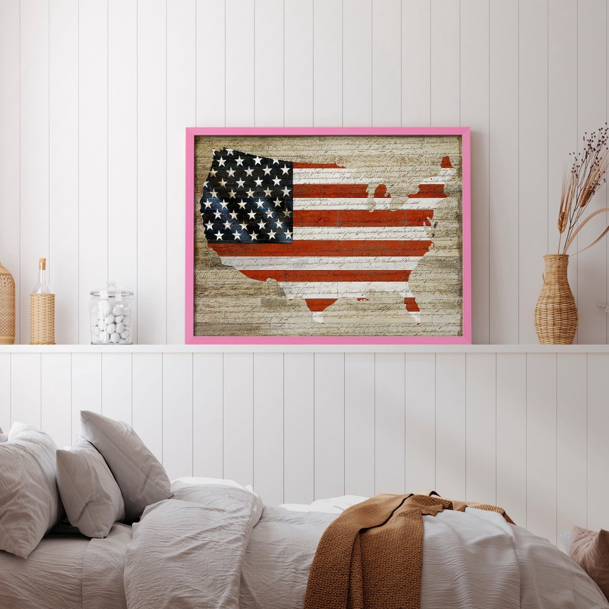 American Flag by Daniela Santiago - Restickable Framed Giclée Print
