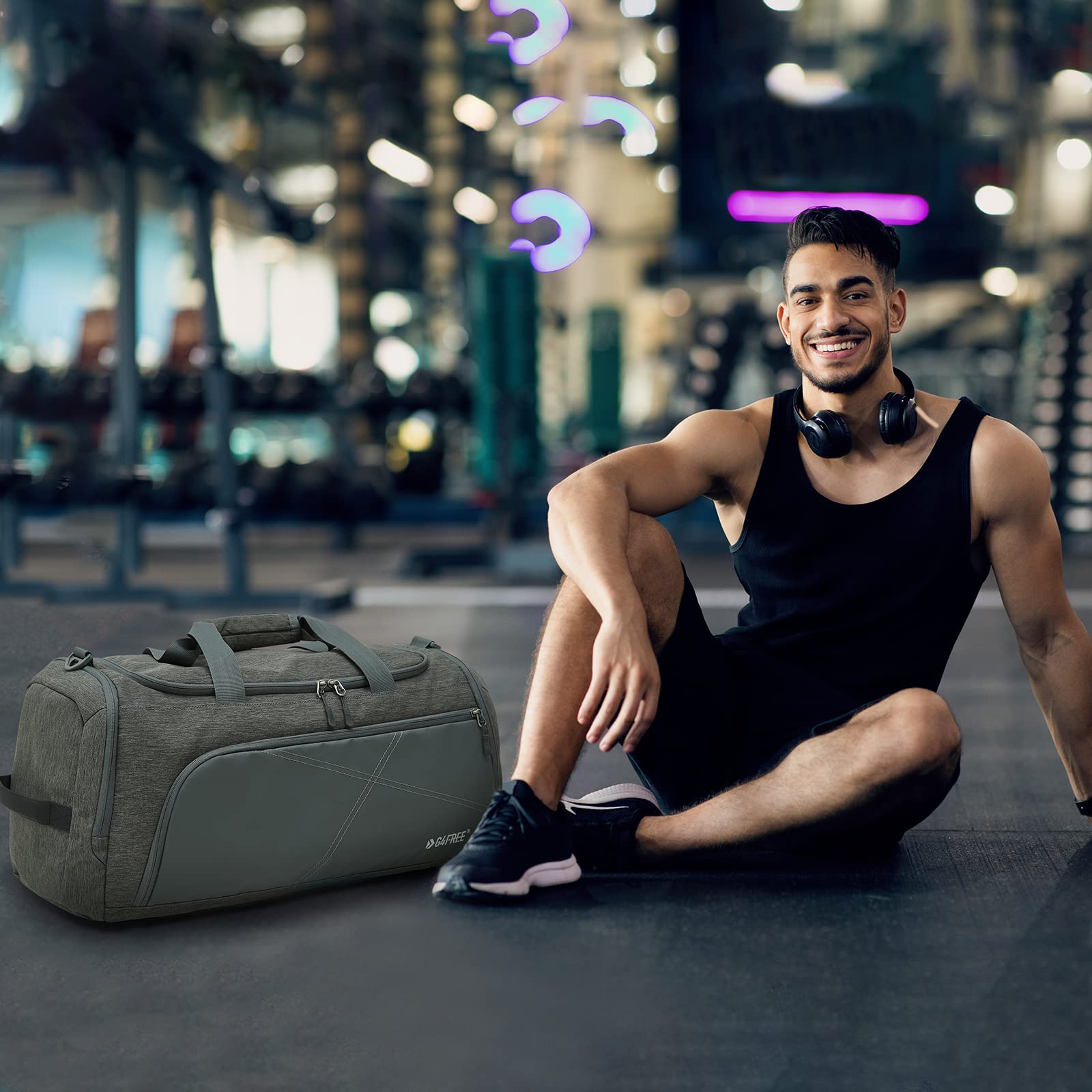 G4Free Sports Travel Duffel Bag 45L/60L with Shoe Compartment and Wet Pocket for Men and Women