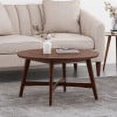 thumbnail image 2 of Modern Round Walnut Coffee Table with Cross Legs, Solid Wood Coffee Table for Living Room or Office, Ideal as a Cocktail or Side Table, Rustic Natural Finish, 2 of 8