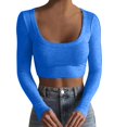 thumbnail image 1 of Ketyyh-chn99 T-Shirt pour Femmes Mode Tendance Ample Mignon à Manches Longues T-Shirt Col Rond pour Femmes Bleu,P, 1 of 5
