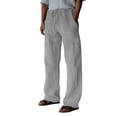 thumbnail image 1 of YDLCAFD Pj Pants Male Casual Daily Solid Full Length Pants Mid Waist Pocket Drawstring Trousers, 1 of 5