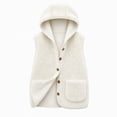 thumbnail image 4 of Auralook Women's Fleece Vest Outerwear Sleeveless Lightweight Button Hooded Jackets Warm Soft Vests with Pockets, 4 of 7