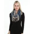 thumbnail image 6 of Plaid Fringe Circle Yarn Knit Scarf, Chunky Winter Neck Warmer, Acrylic Fashion Scarf,30*80cm,1, 6 of 43
