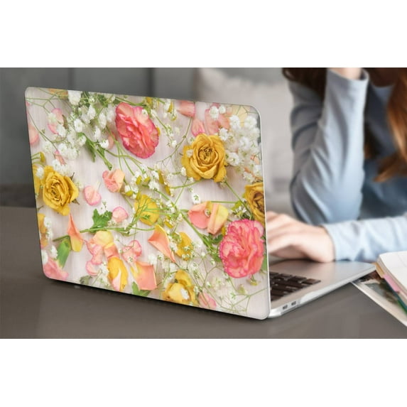 KSK KAISHEK Hard Shell Case for Old MacBook Pro 13 inchs with No Touch No USB-C, No CD-ROM + Black Keyboard Cover Model: A1425 A1502 Flower 1427