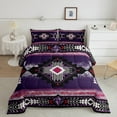 thumbnail image 2 of jejeloiu Retro Boho Aztec Full Size Comforter Sets,Rustic Farmhouse Tribal Bedding Comforter Set,Purple Bohemian Rhombus Bedding Sets For Teens,Microfiber Bedroom Decor Reversible,3pcs, 2 of 8