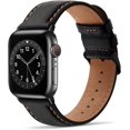 thumbnail image 1 of BRILLAR Correa de repuesto de piel negra para Apple Watch Ultra Series 8/7 (45 mm) y Se/6/5/4 (44 mm), 1 of 5