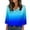 Blue, variant on Hfnxid Women's 3/4 Sleeve Shirts Plus Size V Neck Tunics Blouse Gradient Silk Satin Offic Shirt Lightweight Breathable Going Out Shirt