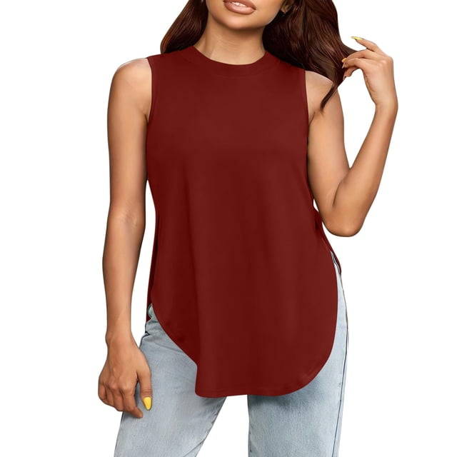 Casual Tops Cuello Redondo sin Mangas Base Top para las Mujeres, Moda Tee Ligero Poliéster Suave para el Uso Diario